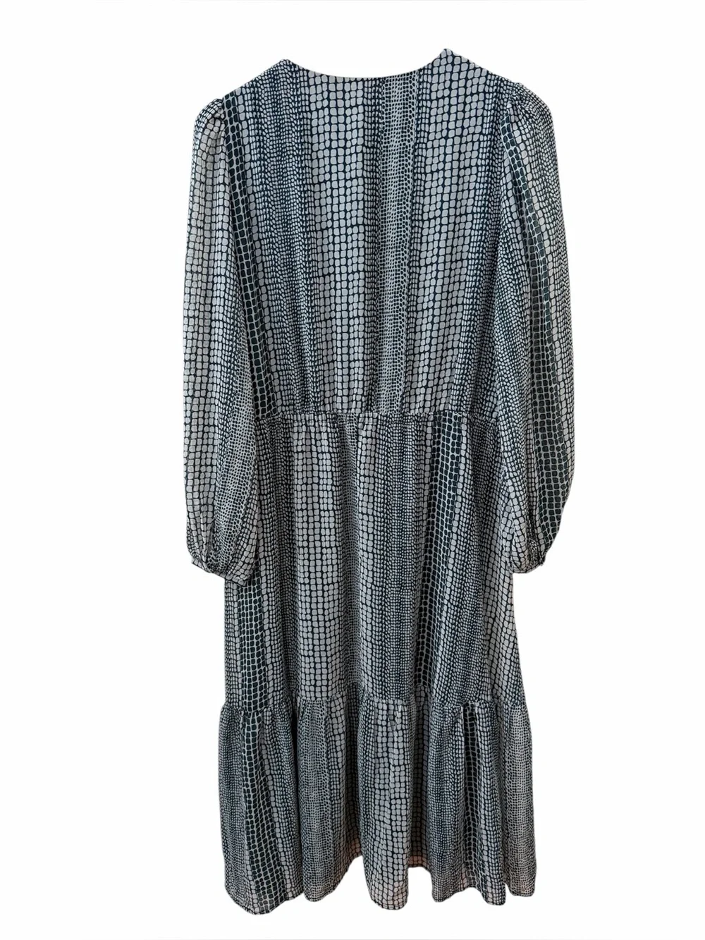 Banana Republic Petite Flounce Hem Maxi Dress Printed Boho Prairie V Neck NWT L